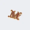 Broche com monograma adornado com cristais, vermelho