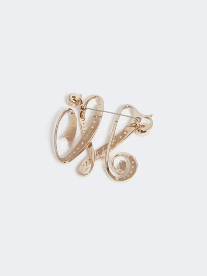 Broche com monograma e strass, marfim Broche com monograma e strass, marfim