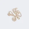 Broche com monograma e strass, marfim Broche com monograma e strass, marfim