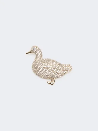 Broche em metal com strass, branco óptico Broche em metal com strass, branco óptico