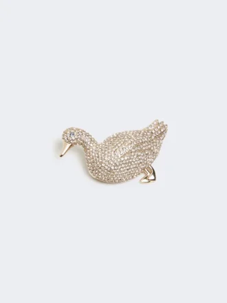 Broche em metal com strass, branco óptico Broche em metal com strass, branco óptico