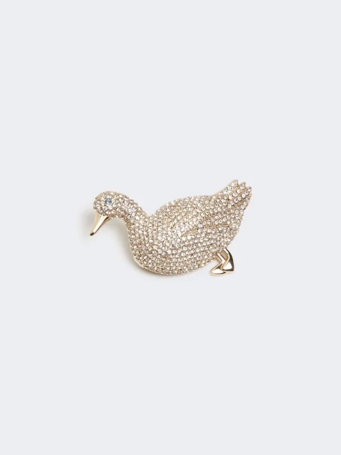 Broche em metal com strass, branco óptico Broche em metal com strass, branco óptico