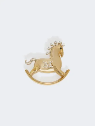 Broche em metal com strass, vermelho