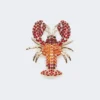 Broche em metal com strass, vermelho escuro Broche em metal com strass, vermelho escuro