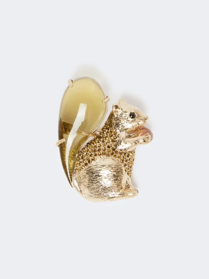 Broche em resina e vidro, castanho Broche em resina e vidro, castanho