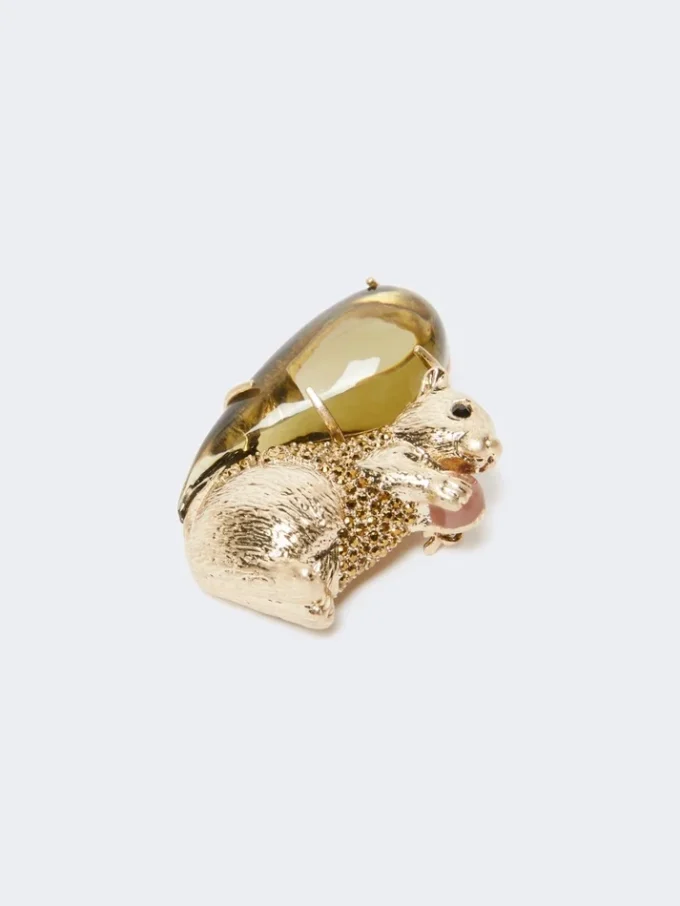 Broche em resina e vidro, castanho Broche em resina e vidro, castanho