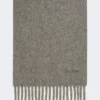 Cachecol de lã com bordado, cinzento médio Cachecol de lã com bordado, cinzento médio