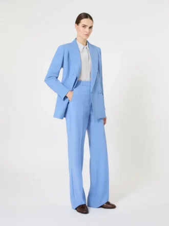 Calças de crepe de lã, azul claro