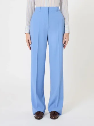 Calças de crepe de lã, azul claro