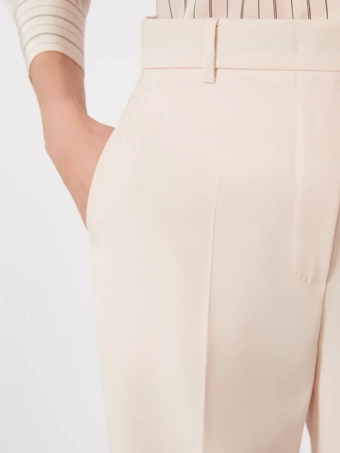 Calças de crepe de lã, rosa