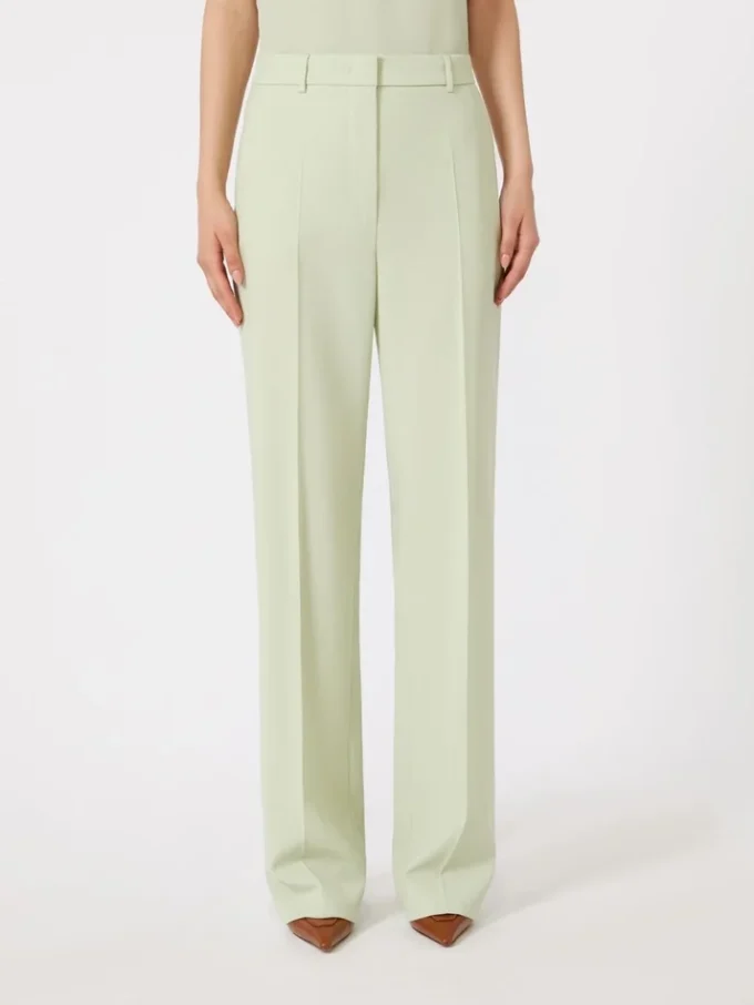 Calças de crepe de lã, verde Calças de crepe de lã, verde