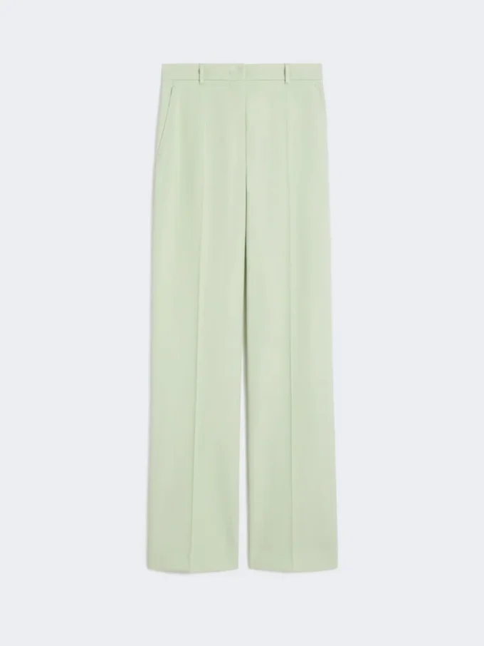 Calças de crepe de lã, verde Calças de crepe de lã, verde