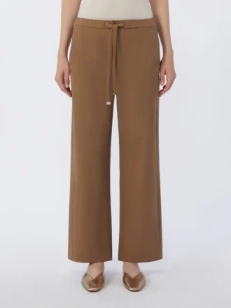 Calças de gabardine de lã, cor camelo