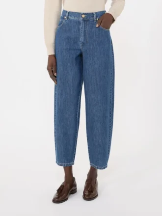 Calças de ganga de algodão com perna estreita, azul-escuro