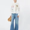 Blusa de algodão com renda e bordados, branca Blusa de algodão com renda e bordados, branca