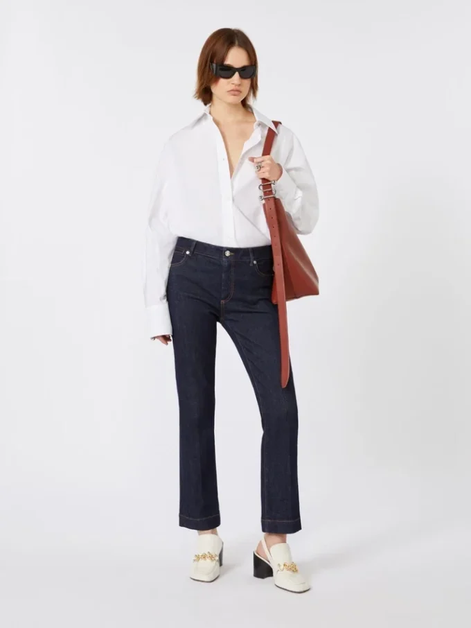 Mala de compras em pele com fivela em S, cor ferrugem