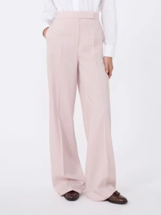 Calças de lã, mohair e seda, bege-rosa