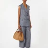 Calças de linho com riscas finas e efeito denim, azul-marinho Calças de linho com riscas finas e efeito denim, azul-marinho