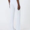 Calças de lona de crepe de corte justo, branco óptico
