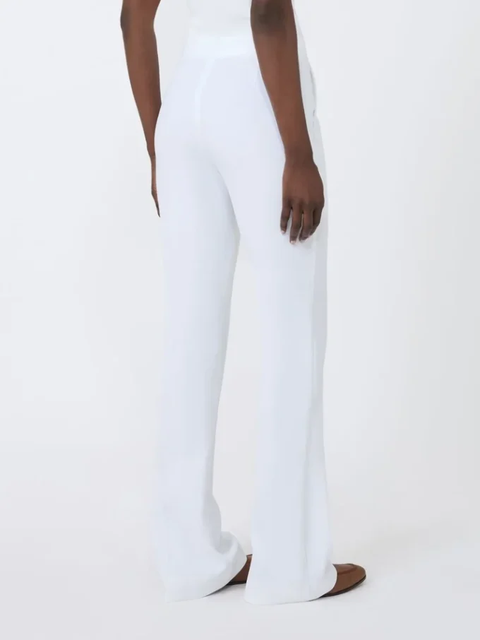 Calças de lona de crepe de corte justo, branco óptico