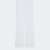 Calças de lona de crepe de corte justo, branco óptico