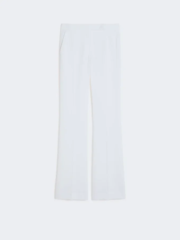 Calças de lona de crepe de corte justo, branco óptico