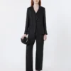 Blazer em lona de linho, preto