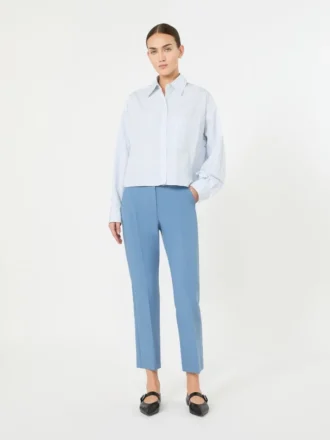 Calças de lona de viscose Double Face, azul claro