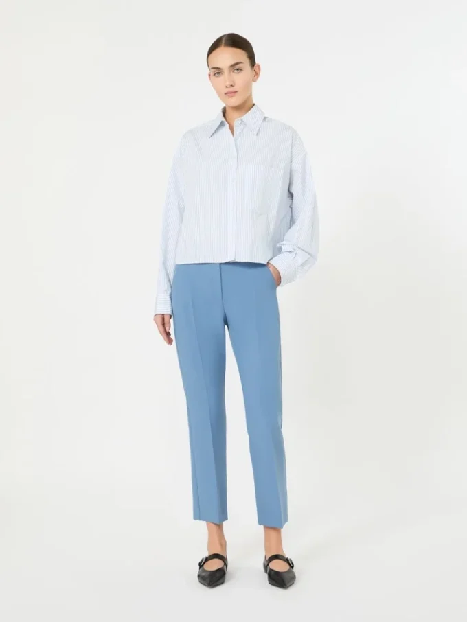 Calças de lona de viscose Double Face, azul claro Calças de lona de viscose Double Face, azul claro