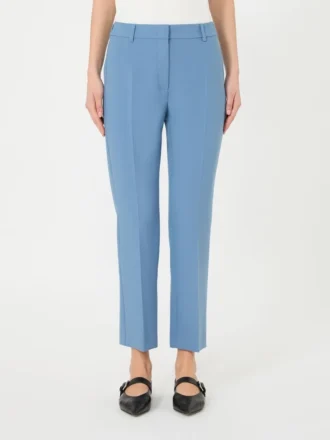 Calças de lona de viscose Double Face, azul claro