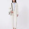 Blazer em lona de mistura de viscose, marfim Blazer em lona de mistura de viscose, marfim