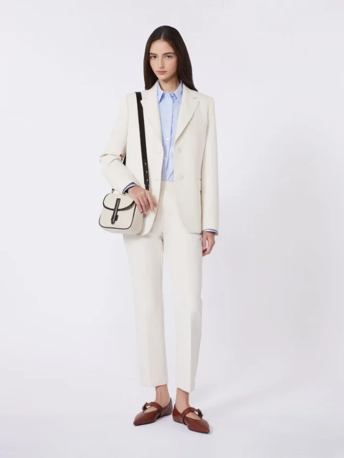 Blazer em lona de mistura de viscose, marfim Blazer em lona de mistura de viscose, marfim