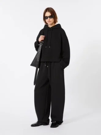 Camisola com capuz em algodão elástico, preta