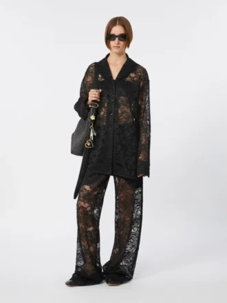 Casaco de renda floral, preto