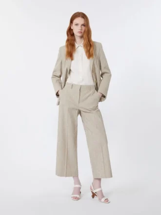 Blazer em seersucker de algodão e linho, cor areia