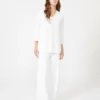 Camisola com decote em V em fio de crepe de viscose, branco óptico