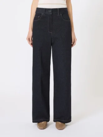 Calças em jersey com efeito denim, azul ultramar