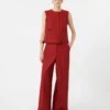Calças em jersey de gabardina de algodão, vermelhas Calças em jersey de gabardina de algodão, vermelhas