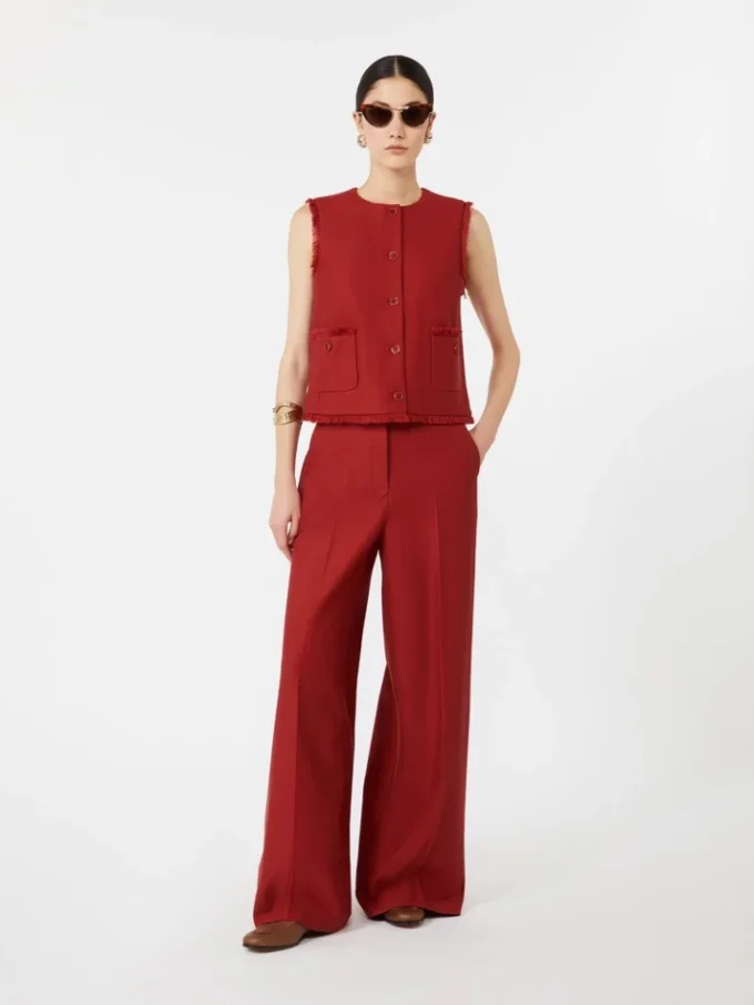 Calças em jersey de gabardina de algodão, vermelhas Calças em jersey de gabardina de algodão, vermelhas