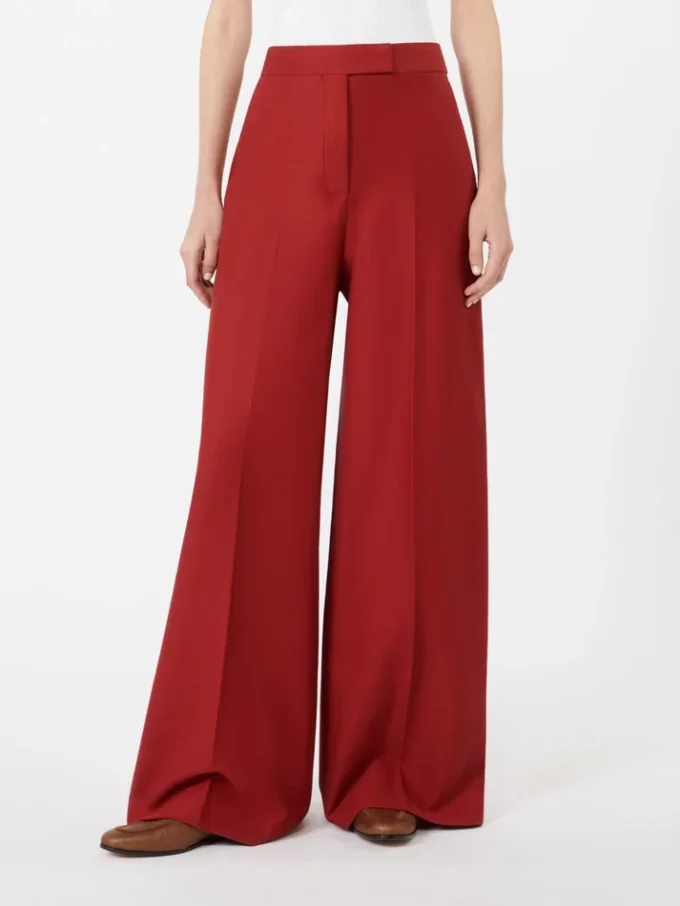 Calças em jersey de gabardina de algodão, vermelhas Calças em jersey de gabardina de algodão, vermelhas