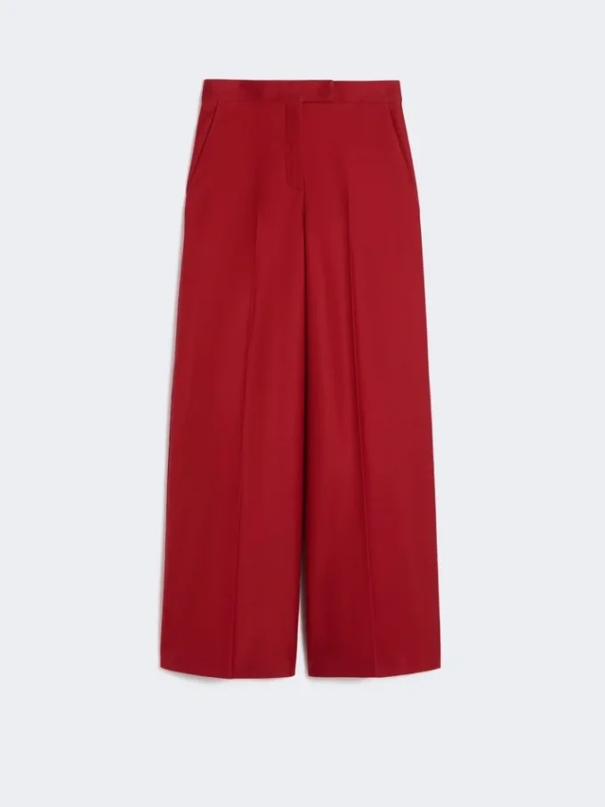 Calças em jersey de gabardina de algodão, vermelhas Calças em jersey de gabardina de algodão, vermelhas