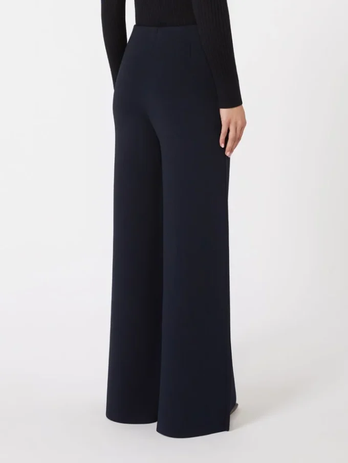 Calças em malha de crepe de viscose, azul ultramar Calças em malha de crepe de viscose, azul ultramar