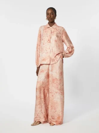 Camisa de seda estampada, rosa