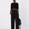 Top curto em viscose elástica, preto Top curto em viscose elástica, preto
