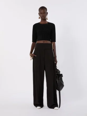 Top curto em viscose elástica, preto