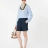 Camisola de gola redonda em fio de linho, azul-celeste Camisola de gola redonda em fio de linho, azul-celeste