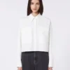 Camisa assimétrica em algodão lavado, branca