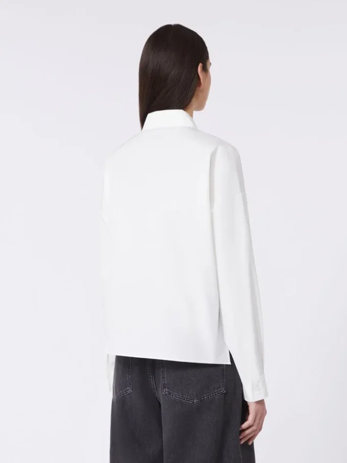 Camisa assimétrica em algodão lavado, branca