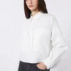 Camisa assimétrica em algodão lavado, branca