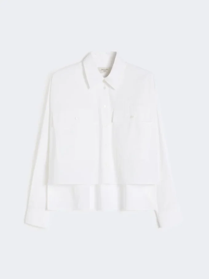 Camisa assimétrica em algodão lavado, branca